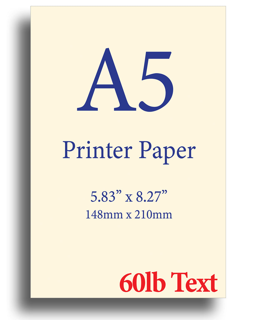 A5 24lb. Paper Size 5.83 x 8.27 inches (148 x 210 mm) - 500 Per Pack