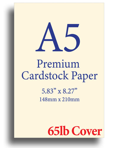 Cream A5 Cardstock (8.27" x 5.83") - 65lb Cover