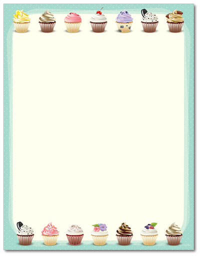 Food Letterhead - Iced Cupcake Celebration - 60lb Text